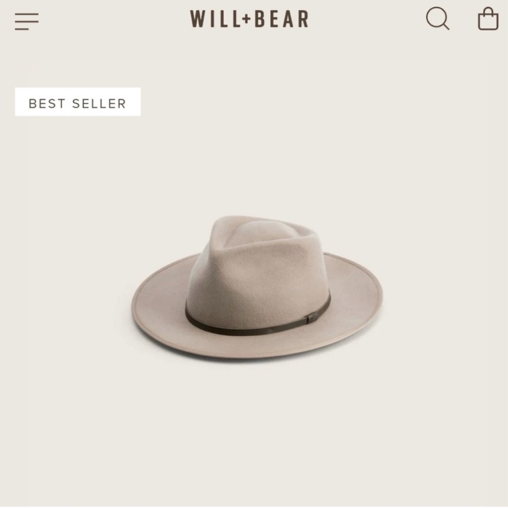 Will + Bear NEW Calloway Wool Statement Hat taupe classic wide brim - Picture 5 of 13